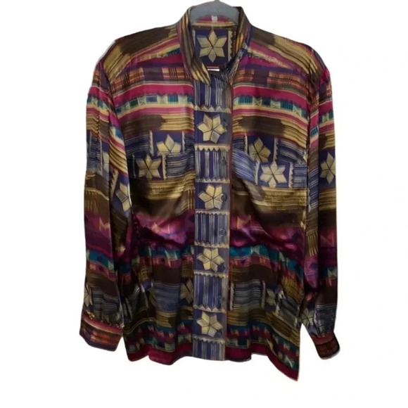 Vintage Escada Silk Button Down Blouse Size 38 - Picture 2 of 6